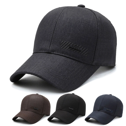 Men Baseball Cap Polyester Twill Sport Logo Adjustable Metal Buckle Casual Sun Hat For Dad Senior