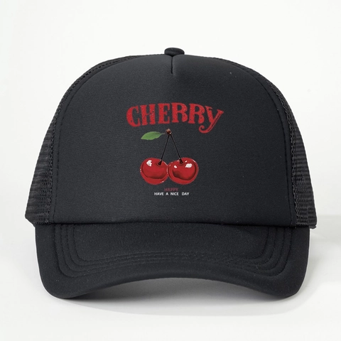 Cappello Trucker Vintage Con Stampa Ciliegie Per Donna Retro Rete Baseball Regolabile Traspirante Protezione Solare Casual