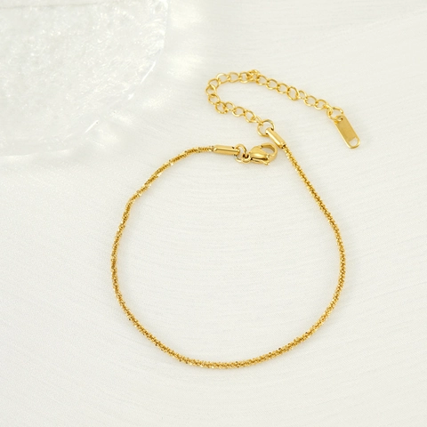 Schimmernde Fußkette Edelstahl Vergoldet Französischer Minimalismus Verstellbarer Gewebter Fußschmuck Damen