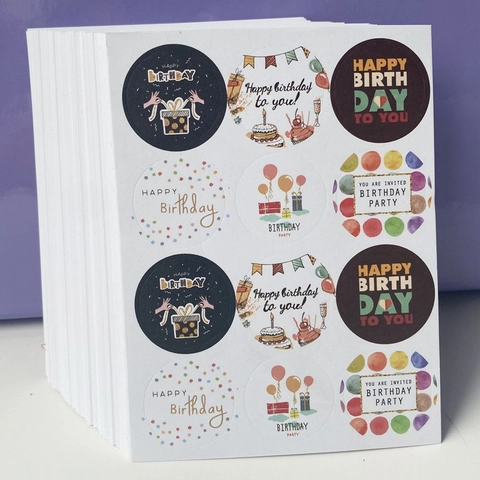 Round Thank You Stickers Coated Paper Adhesive Labels For Gift Wrapping Sealing Baking Cartoon Animal Floral Decorative