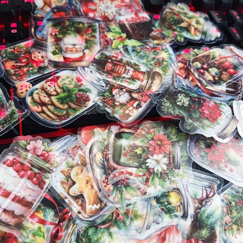 Adesivi Natalizi Trasparenti PET Design Bottiglie Vintage Decalcomanie Decorative Per Scrapbooking E Diario Delle Vacanze DIY