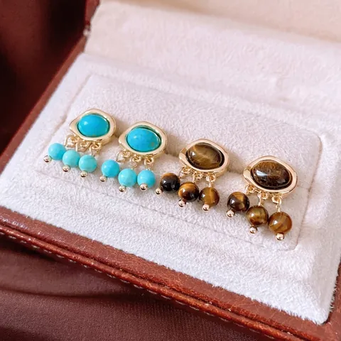 Vintage Ohrhänger Mit Ovalem Stein Und 925 Sterling Silver Earring Post Im Retro Bohemian Stil Für Damen