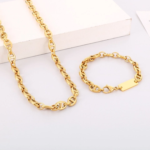 Punk Titanium Steel Pig Nose Chain Necklace For Men Women Engravable Square Plate Marina Anchor Link Chain Hip Hop Jewelry