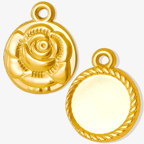 Pendente Rosa In Acciaio Inossidabile Charm Floreale Vintage Sbalzato Accessorio Per Creazione Gioielli Stile Elegante