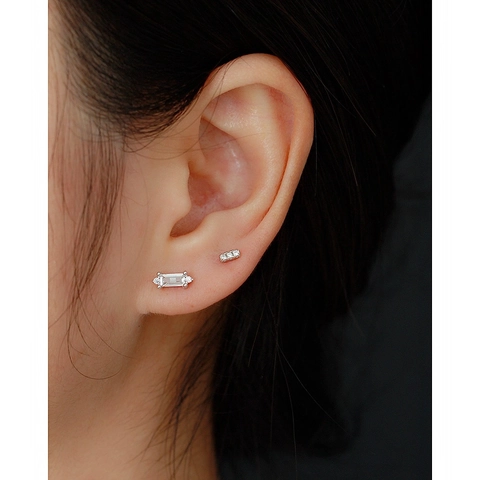 925 Sterling Silber Bar Ohrstecker Mit Zirkonia Schraubverschluss Kugel Piercing Schmuck Für Damen