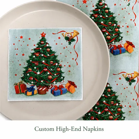 Tovaglioli Di Carta Stampati Natale Polpa Di Legno Usa E Getta Tavola Feste Corona Albero Decorazione Banchetto Fazzoletti