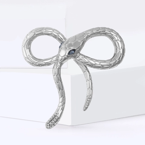 Spilla a Fiocco Serpente in Lega Vintage Occhi in Strass Moda Animale per Donna Uomo Abito da Lavoro Gioielli Pendolari
