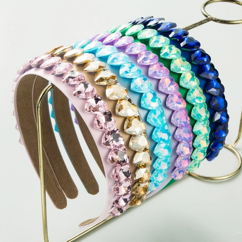 Cerchietto Con Cristalli A Forma Di Cuore Barocco Tessuto In Raso Antiscivolo Accessori Per Capelli Donna