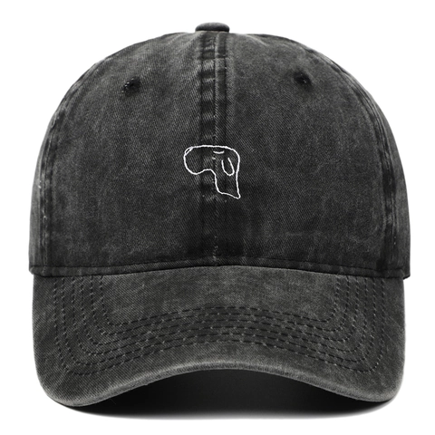 Washed Cotton Baseball Cap Retro Distressed Dad Hat Dog Head Embroidery Adjustable Soft Top For Men Women