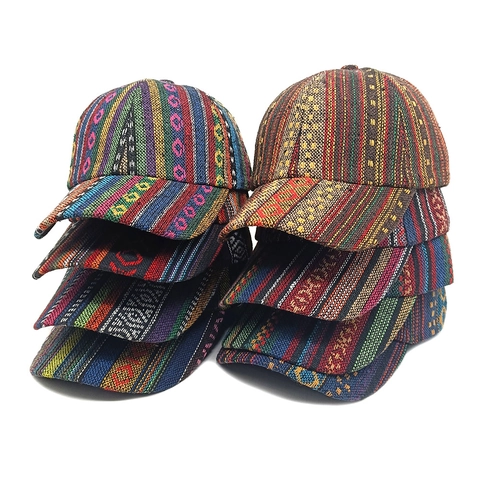 Bohemian Ethnic Style Woven Baseball Cap Retro Colorful Pattern Adjustable Sun Protection Outdoor Leisure Hat For Men Women