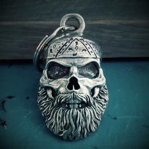 Portachiavi Teschio Vichingo Vintage Acciaio Inossidabile Gotico Punk Anello Chiave Per Uomini Accessori Auto
