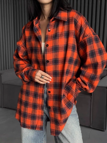 Dames Geruit Overhemd Katoen Polyester Lange Mouwen Oversized Knoopsluiting Casual Retro Vintage Blouse
