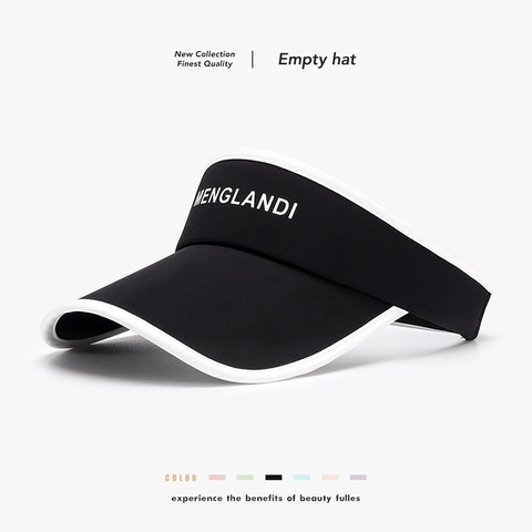 Women Sun Visor Hat Ice Satin UPF 50 UV Protection Empty Top Adjustable Sporty Summer Breathable Letter Print Cap