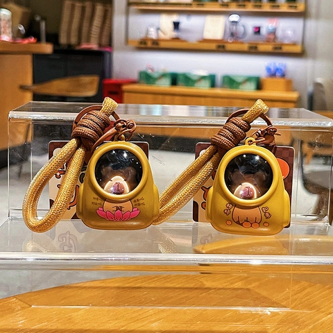 Portachiavi Capybara PVC Cartone Animato Forma Zaino Luminoso Ciondolo Borsa Con Corda Intrecciata Regalo Bambini