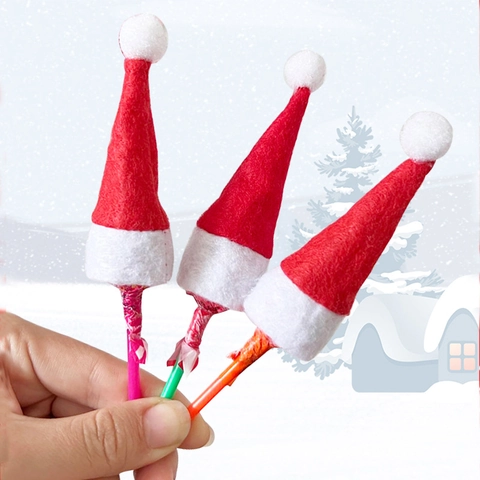 Mini Cappello Di Babbo Natale Decorazione Lecca-lecca Di Natale Tessuto Non Tessuto Rosso E Bianco Piccolo Topper Per Confezioni Di Caramelle Per Festa Festiva DIY
