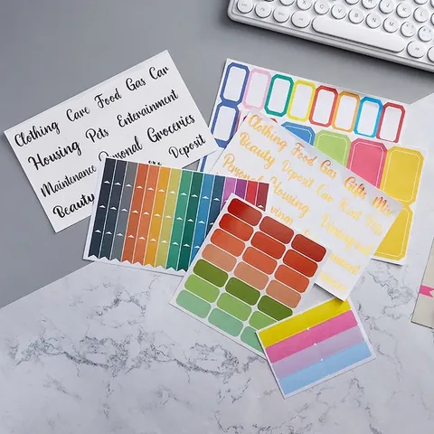 Colored Self Adhesive Labels Stickers Handwritten Index Tabs For Budget Planner Journaling Office Organization