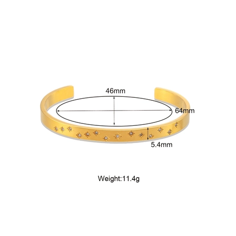 Bracciali Rigidi Aperti In Acciaio Inossidabile Placcato Oro 18K Per Donna Eleganti Bracciali Con Polsino Con Stella E Sole Incastonati In Zirconia Gioielli Di Moda