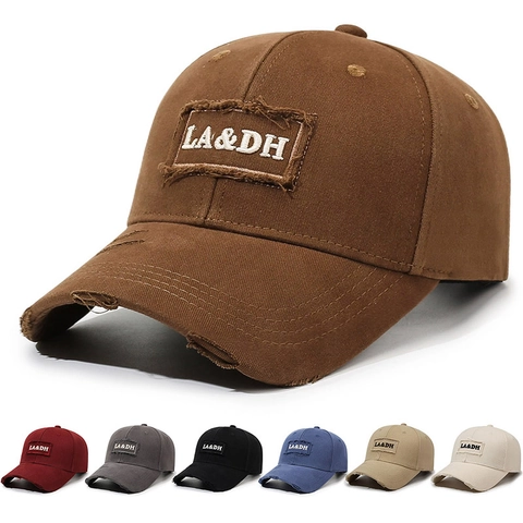 Casquette De Baseball Vintage Délavée Coton Canvas Broderie Lettre Ajustable Rétro Casual Streetwear Chapeau Soleil Unisexe