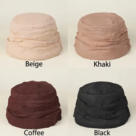Sombrero De Pescador Plisado De Ramio Para Mujer Protección Solar Transpirable Ligero Plegable Retro Verano Color Sólido