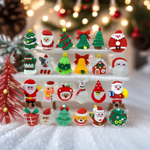 Christmas Halloween Pen Toppers Silicone 3D Cartoon Pencil Caps Santa Reindeer Pumpkin Decor DIY Stationery Kids School Gift