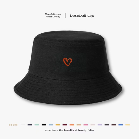 Cappello Alla Pescatora In Cotone Con Ricamo A Cuore Protezione Solare Cappello Da Sole Casual Per Donne E Uomini