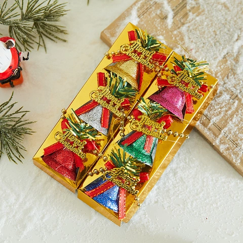 Bunte Weihnachtsglocken Ornamente Glitzer Kunststoff Festliche Dekorative Baumhänger Feiertagsparty Dekor