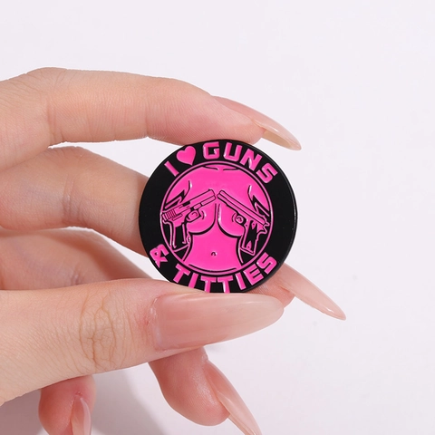 Round Alloy Enamel Brooch Pin Statement Graphic Badge For Backpack Clothing Decoration Unisex Ins Style