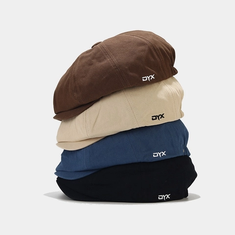 Gorra Newsboy De Algodón Lona Estilo Británico Retro Visera Corta Boina Plana Bordada Vintage Para Hombres Mujeres