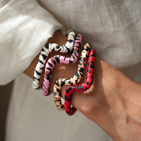 Retro Luipaardprint Leren Open Armring Onregelmatige Geometrische Golfpatroon Manchet Armband Mode Sieraden