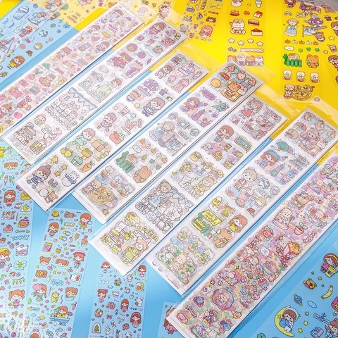 Adesivi In PET Per Ragazze Cartoni Animati Kawaii Impermeabili Trasparenti Pretagliati Per Scrapbooking Decorazione Fai Da Te