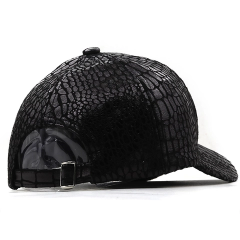 Cappellino Da Baseball Goffrato Coccodrillo Pelle PU Regolabile Metallico Lucido Moda Streetwear Uomo Donna