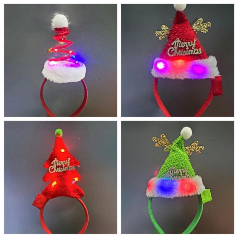 Cerchietto Per Capelli Di Natale LED Luminoso Cappello Di Babbo Natale Albero Di Natale Corna Per Festa