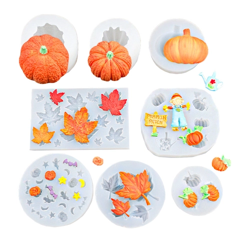 Stampo In Silicone Zucca Foglia Di Acero Halloween Per Cioccolato Fondente Cottura Fai Da Te Tema Autunno Ringraziamento