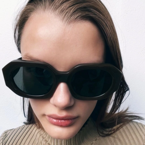 Lunettes De Soleil Polygonales À La Mode Monture PC Verres AC Protection UV400 Lunettes Géométriques Rétro