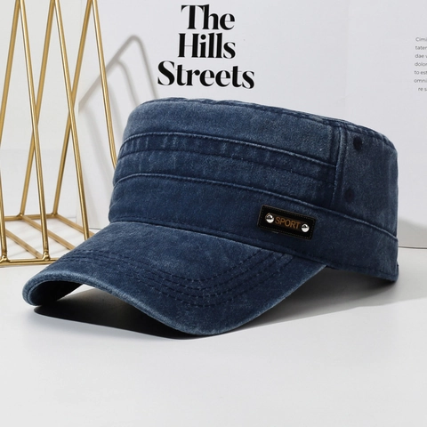 Berretto Cadet In Cotone Lavato A Cima Piatta Stile Militare Retro Regolabile Cappello Da Sole All Aperto Per Uomini