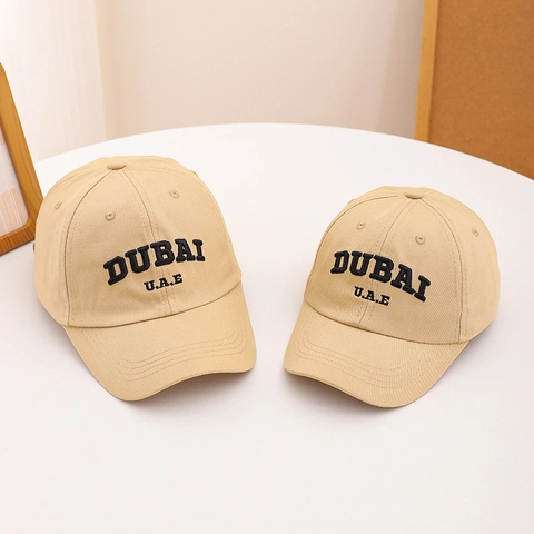 Cotton Baseball Cap Dubai Letter Embroidery Sun Protection Curved Brim Adjustable Outdoor Sun Hat For Kids And Adults