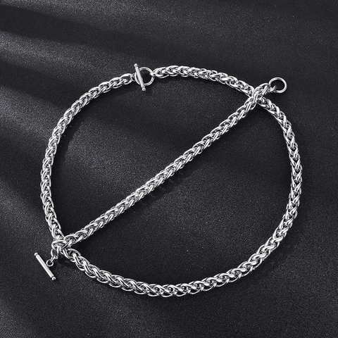 Collana Da Uomo In Acciaio Inossidabile Con Chiusura A Gancio Catena A Grano Gioielli Stile Punk Classico Semplice
