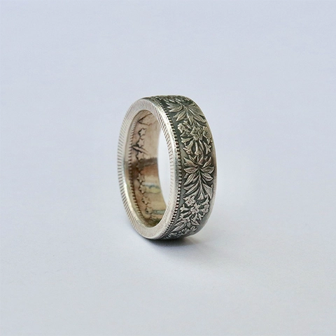 Retro Schweizer Franken Münzring Edelweiß Blumenrelief Antik Silber Legierung Unisex Statement Schmuck Geschenk
