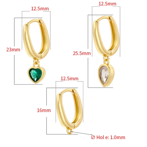 Fashion Copper Zirconia Heart Waterdrop Hoop Earrings For Women Gold Silver Plated Ins Style Geometric Jewelry