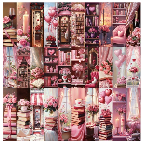 Segnalibri Carta San Valentino Vintage Illustrazione Cuore Rosa Retro Fai Da Te Cancelleria Cartoline Decorative