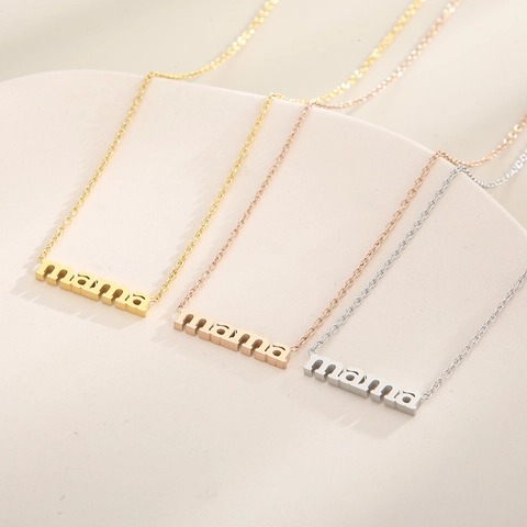 Mama Letter Pendant Necklace Stainless Steel Minimalist Jewelry Mother Day Gift For Women Fashion Elegant Accessory