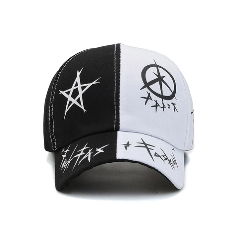 Fashion Graffiti Print Cotton Baseball Cap Star Pattern Adjustable Peaked Hat Streetwear Hip Hop Style For Men Women