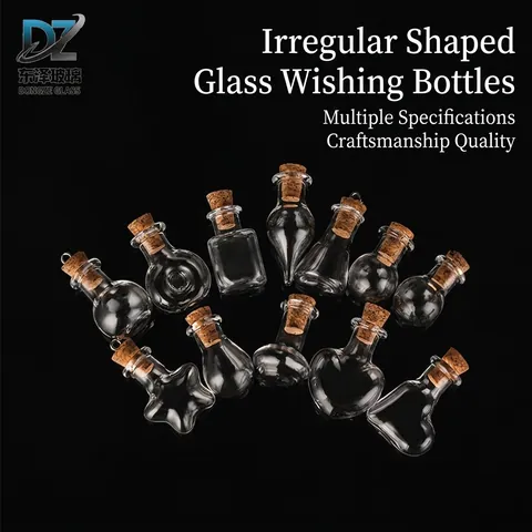 Mini Wunschflaschen Aus Glas Mit Korken Mehrere Formen Für DIY Handwerk Dekoration Herz Stern Anhänger