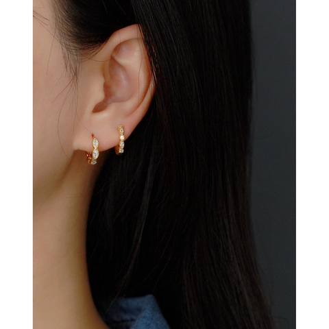 Pendientes De Aro Circonita Marquise Redonda Plata De Ley 925 Hebillas De Oreja Geométricas Para Mujer