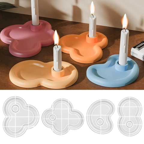 Silicone Mold For DIY Candle Holder Tray Irregular Cloud Petal Shape Epoxy Resin Casting Desktop Ornament Modern Home Decor