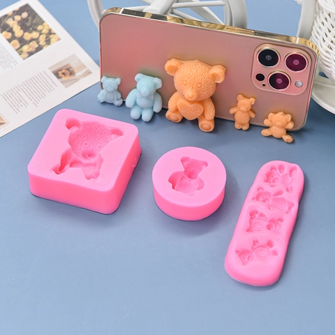 Teddy Bear Silicone Mold 3D Animal Shape For Cake Decoration Chocolate Fondant Candy Baking DIY Craft Tool Pink