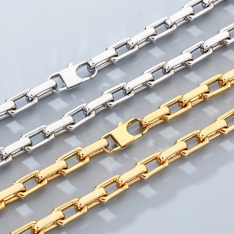 Men Necklace Stainless Steel Gold Plated Thick Chain Hip Hop Polished Geometric Jewelry For Boys Fashion Accessory