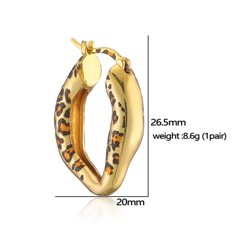 Set di Collana a Catena a Osso di Serpente con Stampa Leopardata e Orecchini a Cerchio in Acciaio Inossidabile Donna