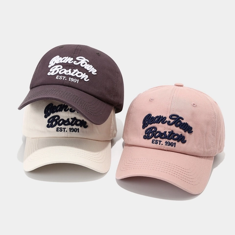 Gorra De Béisbol Retro Sarga De Coton Bordado 3D Boston Est 1901 Ajustable Sombrero Deportivo De Sol Para Adultos