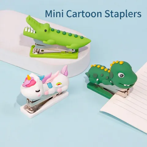 Mini Tacker Cartoon Tier Einhorn Krokodil Dinosaurier Tragbare Manuelle Bindemaschine Schüler Schule Büro PVC Edelstahl